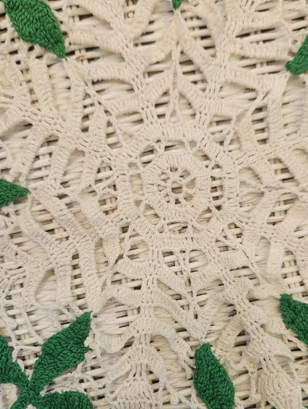 Handmade Crochet Star Doily With Leaves
